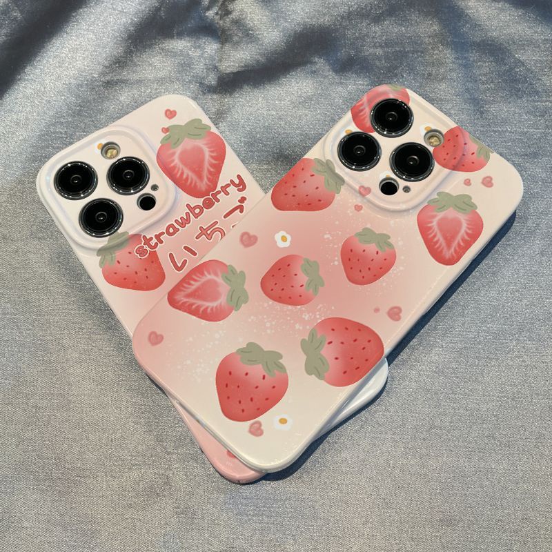 Ốp Điện Thoại Cứng Họa Tiết Dâu Tây Phong Cách Nhật Bản Cho Iphone12 / 1411 / 8 / xr Apple / 13plus7 xs KDIM