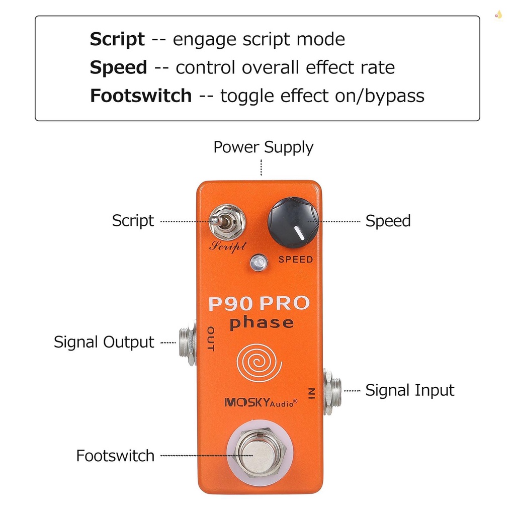 Bàn Đạp Hiệu Ứng Đàn Guitar MOSKYaudio P90 PRO Phaser Mini Vintage