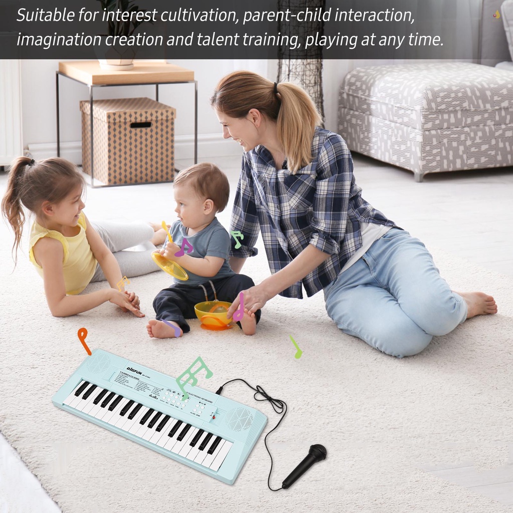 Đàn Piano Điện Tử 37 Phím Mini Màu Xanh Dương Cho Bé