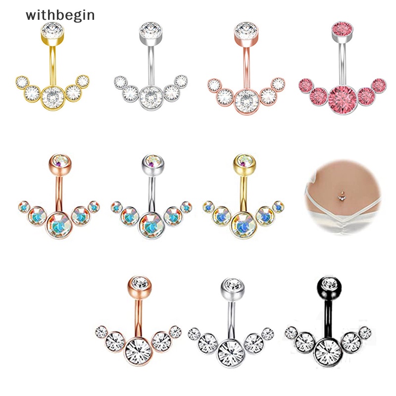 Khuyên Rốn Dạng Thanh Tạ Đính Đá Zircon Pha Lê Cho Nữ