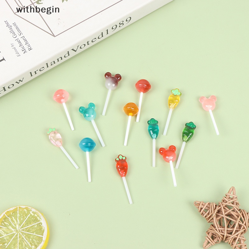 Set 5 Kẹo Mút Nhựa Resin Mini Trang Trí Cho Nhà Búp Bê