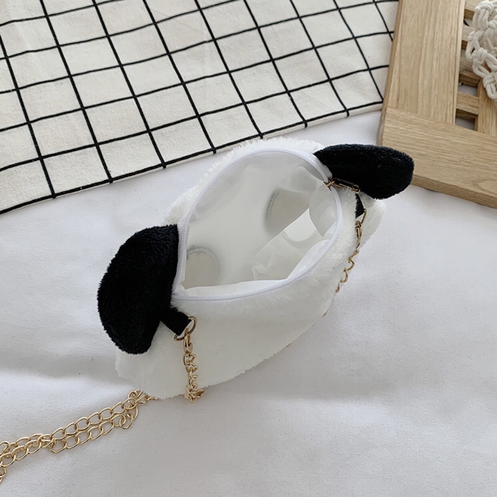 Túi Đeo Chéo Gấu Nhồi Bông Hình Gấu Trúc Dễ Thương Dây Xích