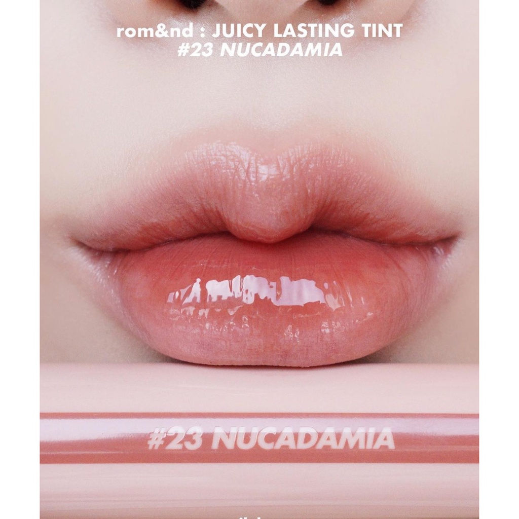 Son Tint Bóng, Siêu Lì, Căng Mọng Môi Hàn Quốc Romand Juicy Lastint Tint #23 Nucadamia