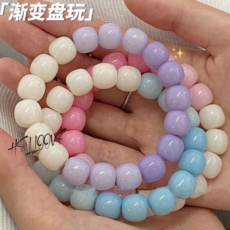 Chuỗi Hạt Bồ Đề Đeo Ngón Tay Trong Suốt Màu Trắng Ngọc Bích Hồng Gradient