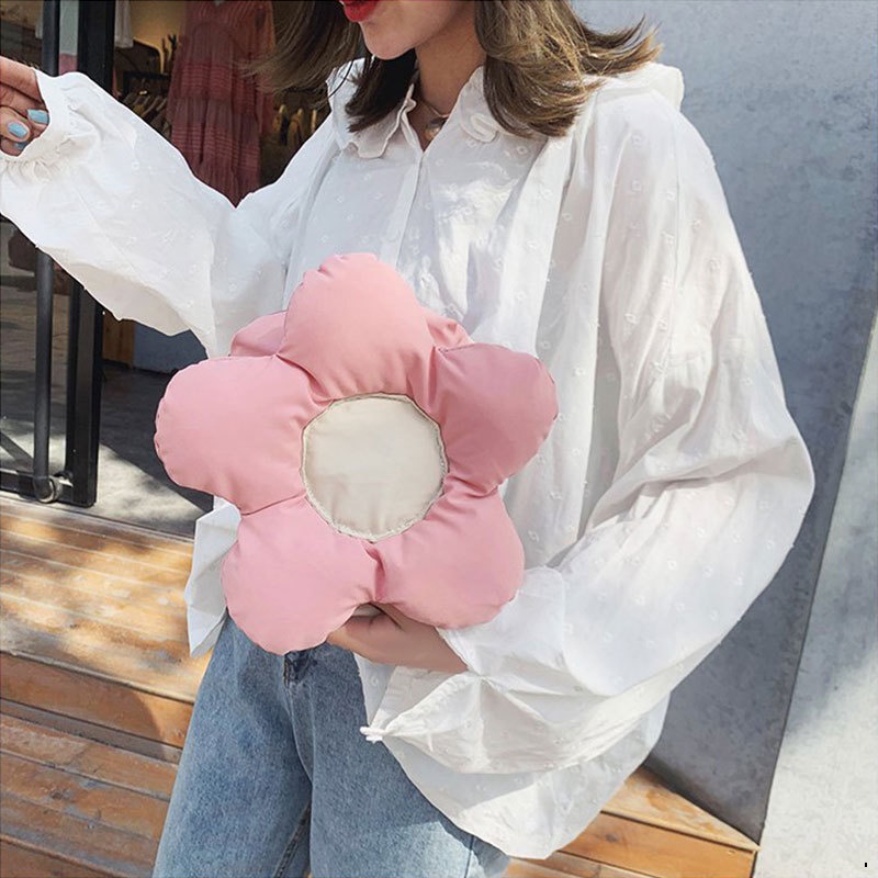 Túi Đeo Chéo Họa Tiết Hoa Màu Tương Phản Dễ Thương