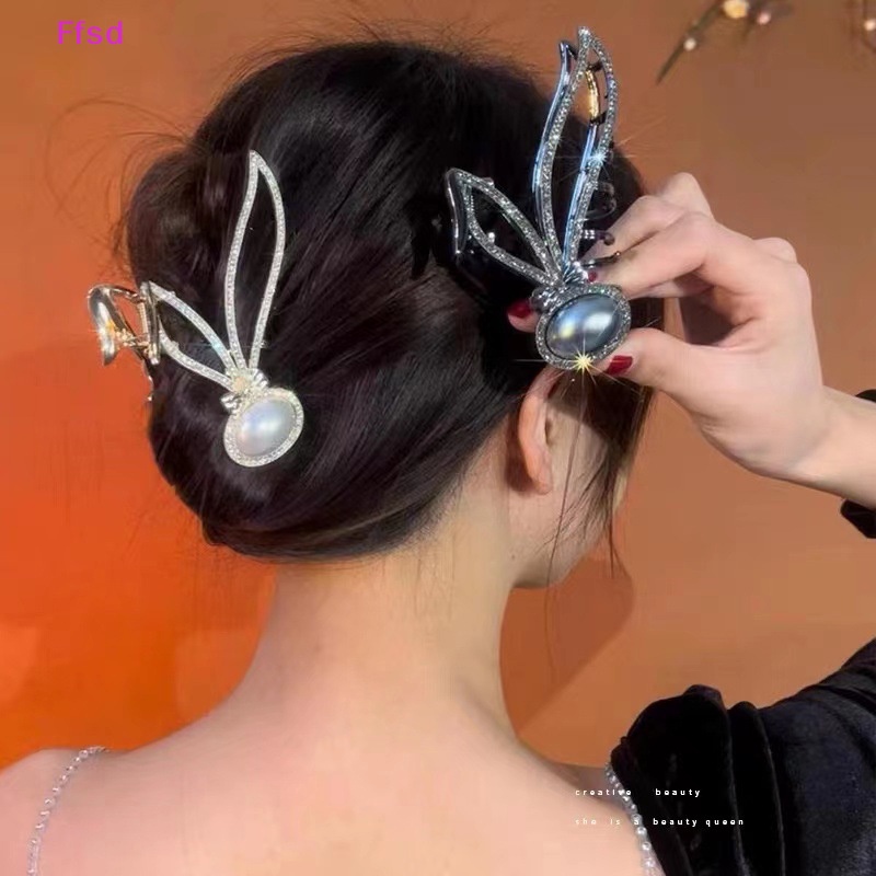 Kẹp Tóc Hình Cá Mập Đính Đá Bằng Kim Loại Cho Nữ 1 Cái