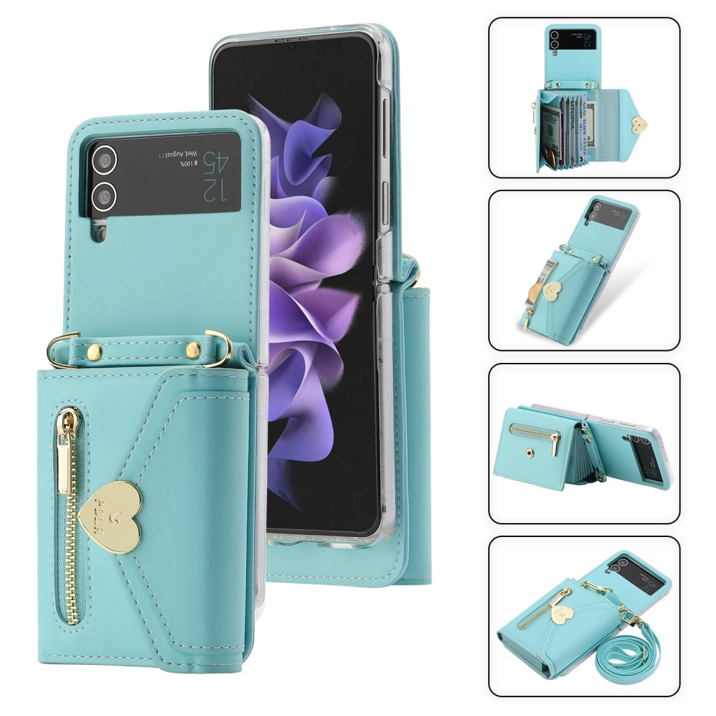 Ốp Điện Thoại Da Kiểu Ví Lật Có Dây Kéo Cho Samsung Galaxy Z Flip4 / 3 / 4