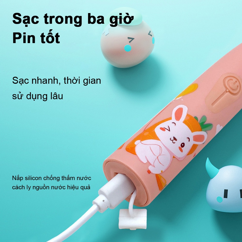 Bàn chải đánh răng điện trẻ em có thể sạc lại Tóc mềm Phim hoạt hình Sonic Bàn chải đánh răng 3-12 tuổi Bé thông minh Bàn chải đánh răng có thể sạc lại Làm sạch khoang