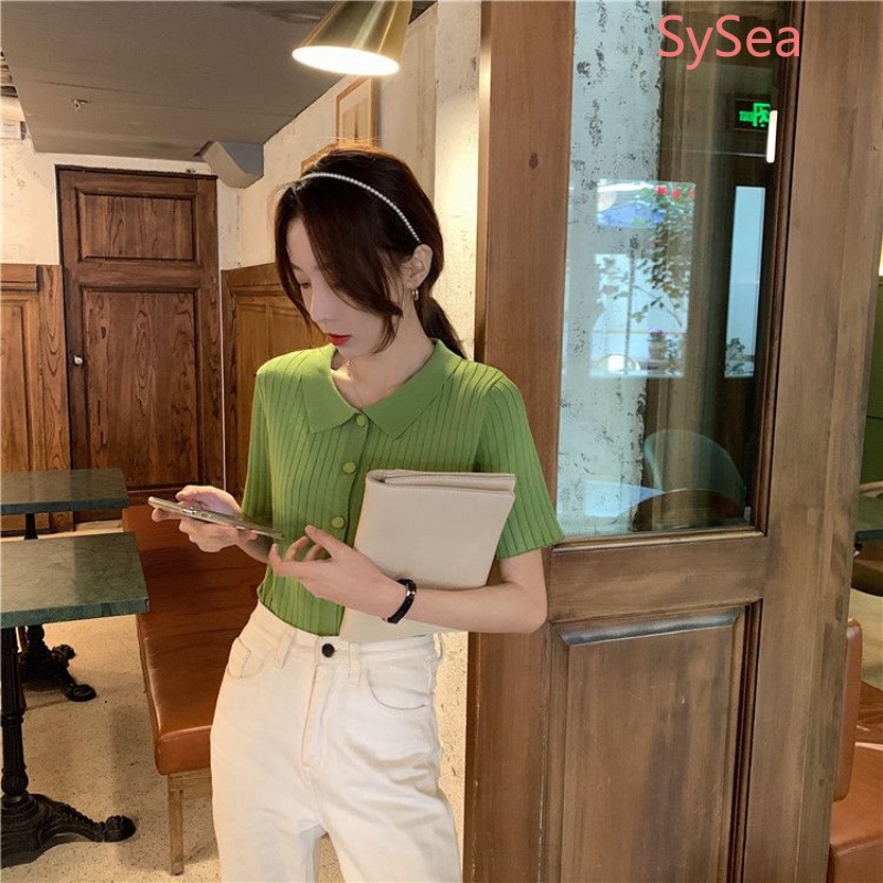 Áo Polo Dệt Kim Thời Trang Mùa Hè Dành Cho Nữ