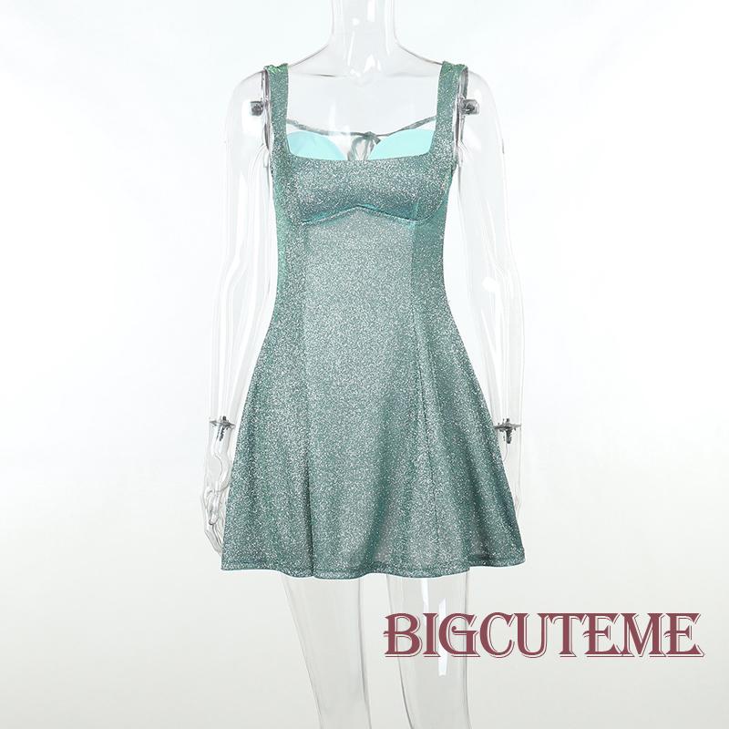 [] [] Đầm Mini Dáng Chữ A Không Tay Hở Lưng Ôm Dáng Đính Kim Tuyến Dành Cho Nữ Dự Tiệc