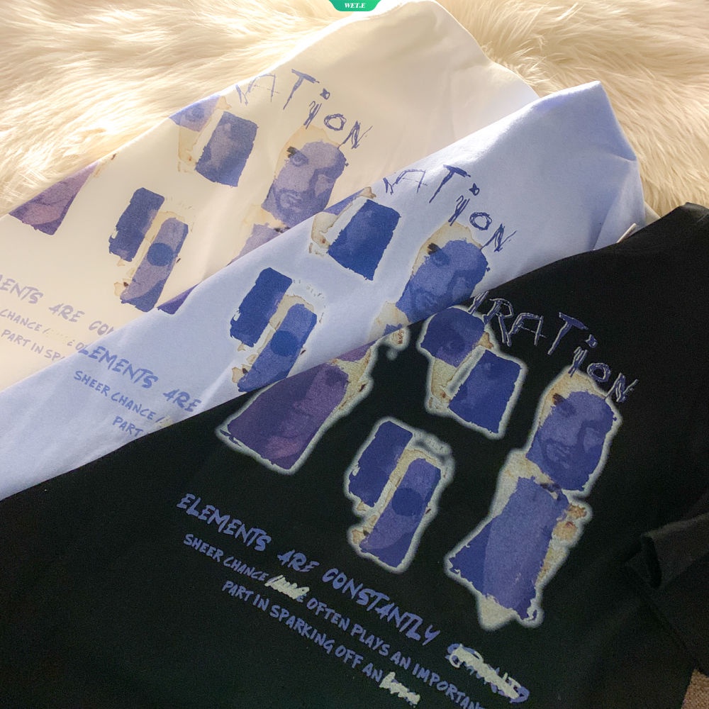 Áo Thun Tay Ngắn Dáng Rộng Bằng Cotton In Họa Tiết Graffiti Đơn Giản Thời Trang Mùa Hè Hàng Mới Dành Cho Nam Nữ