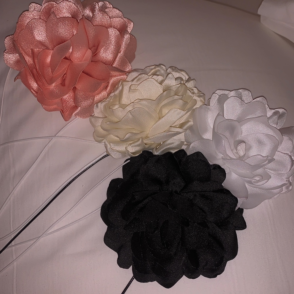 Vòng Cổ choker Mặt Hoa Màu Đen Phong Cách Hàn Quốc Cổ Điển Thời Trang Cho Nữ