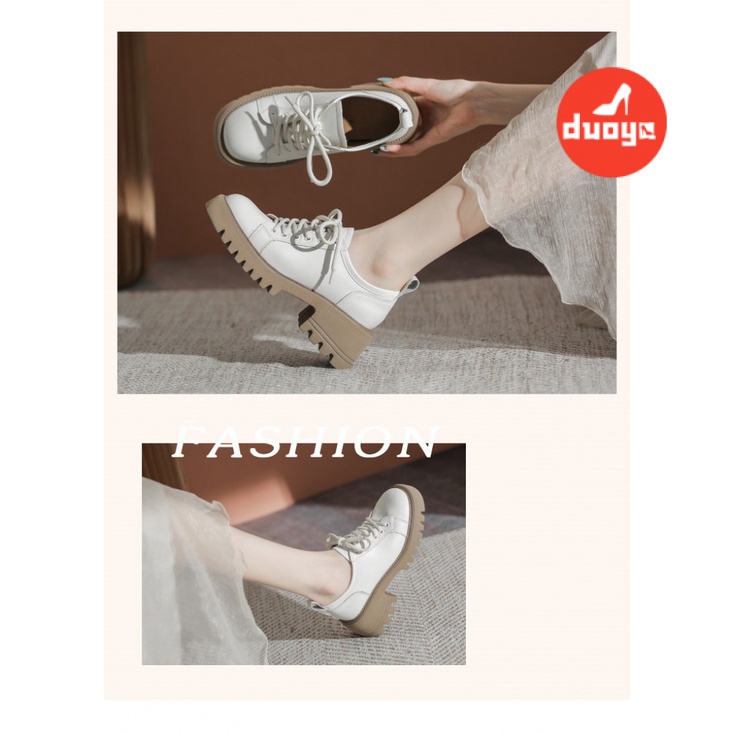 Duoya Giày Da Thật Đế Dày Buộc Dây Kiểu Anh Nhật Bản ~ [Hàng Có Sẵn]