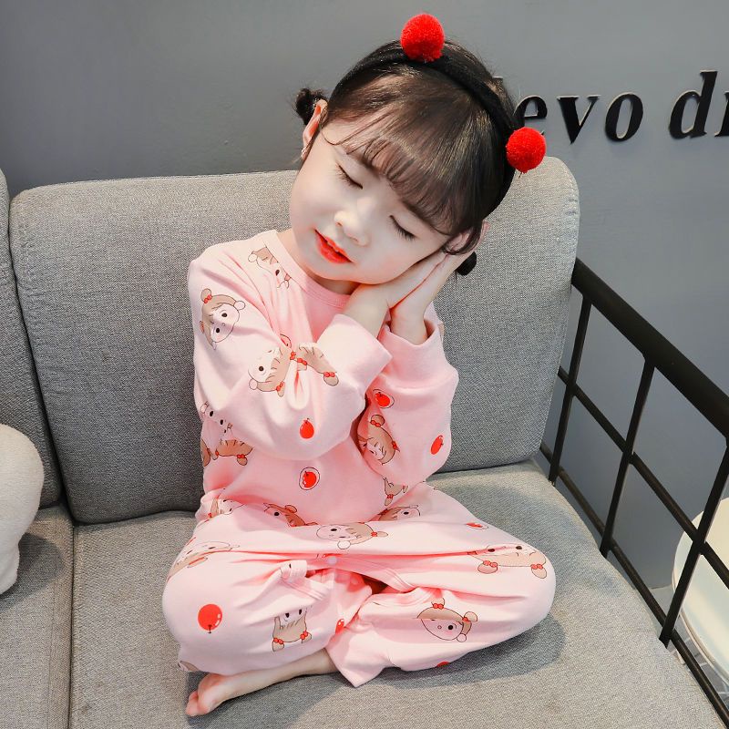 Đồ Ngủ Liền Thân Tay Dài Chất Liệu Cotton Dễ Thương Xinh Xắn Cho Bé Gái