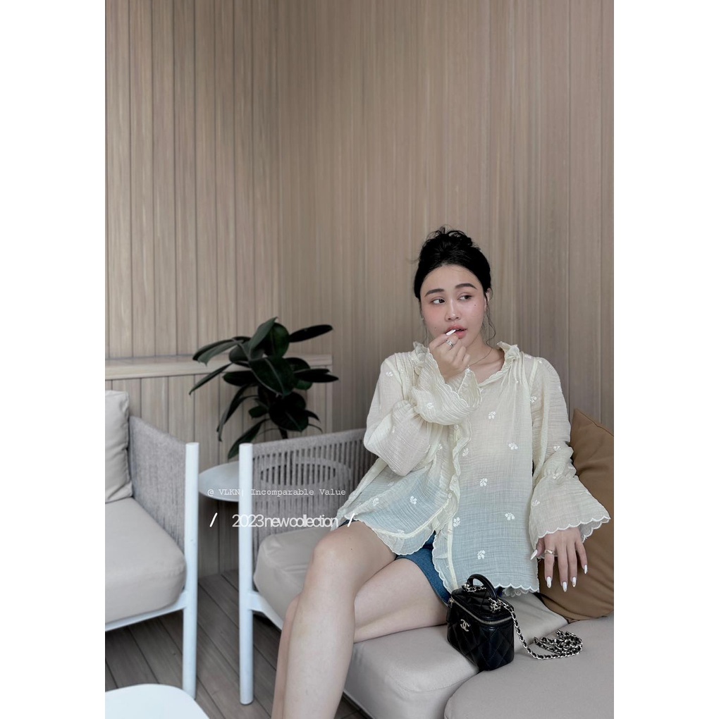 Áo voan ren xô viền hoa li ti