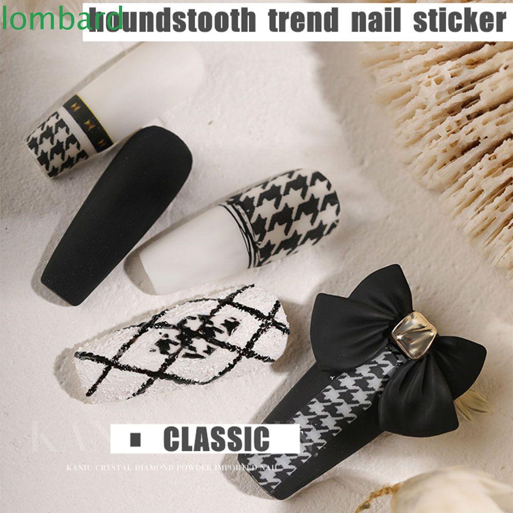 Miếng Dán Trang Trí Móng Tay 3D Tự Dính Chống Thấm Nước Họa Tiết Houndstooth Gợi Cảm