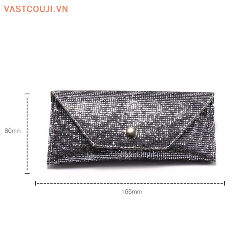 Hộp Đựng Kính Mát Bằng Da Mềm Đính Kim Sa Lấp Lánh Kiểu Retro
