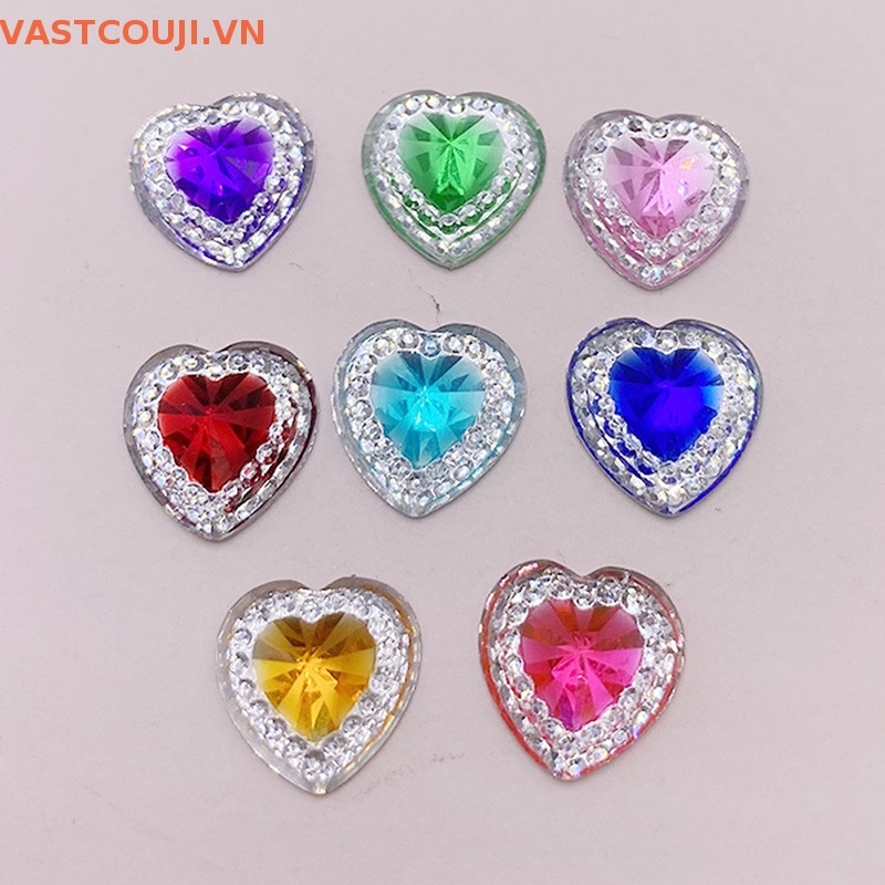 Set 50 Kẹp Tóc Nhựa Hình Trái Tim 12mm Cho Bé Gái