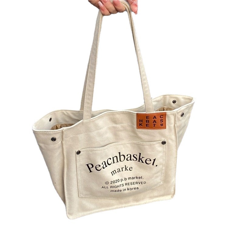 Túi Xách Canvas Sức Chứa Lớn In Họa Tiết Phong Cách Harajuku Hàn Quốc Thời Trang Cho Nữ 20