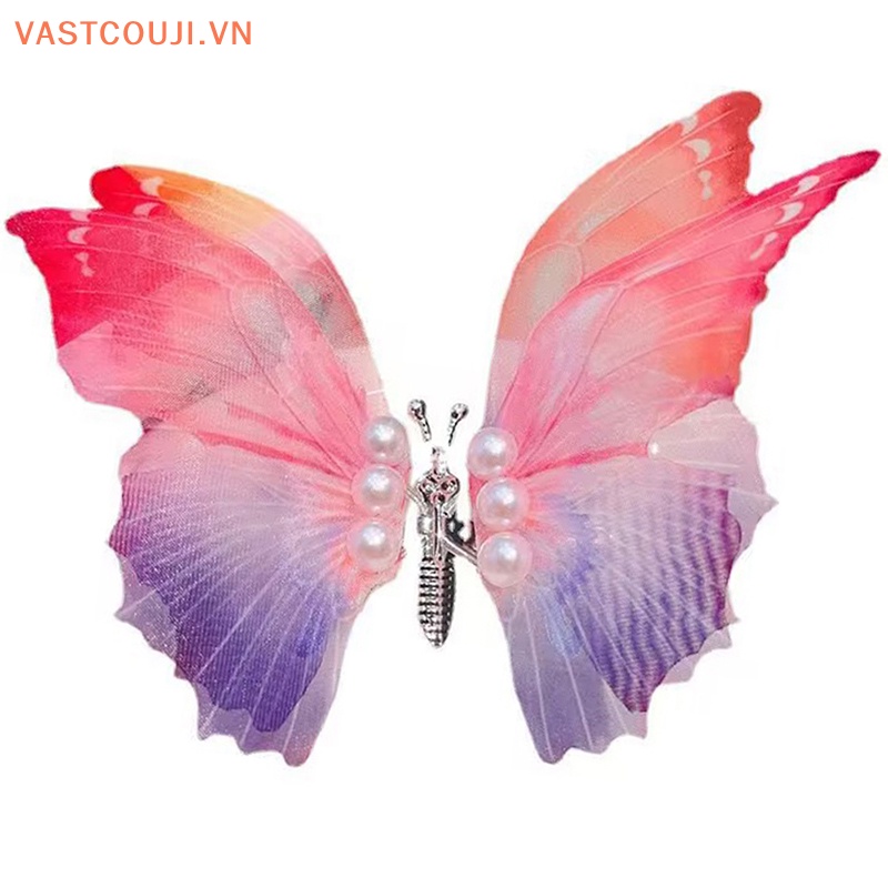 Kẹp Tóc Hình Cánh Bướm Đính Ngọc Trai Xinh Xắn Cho Bé Gái