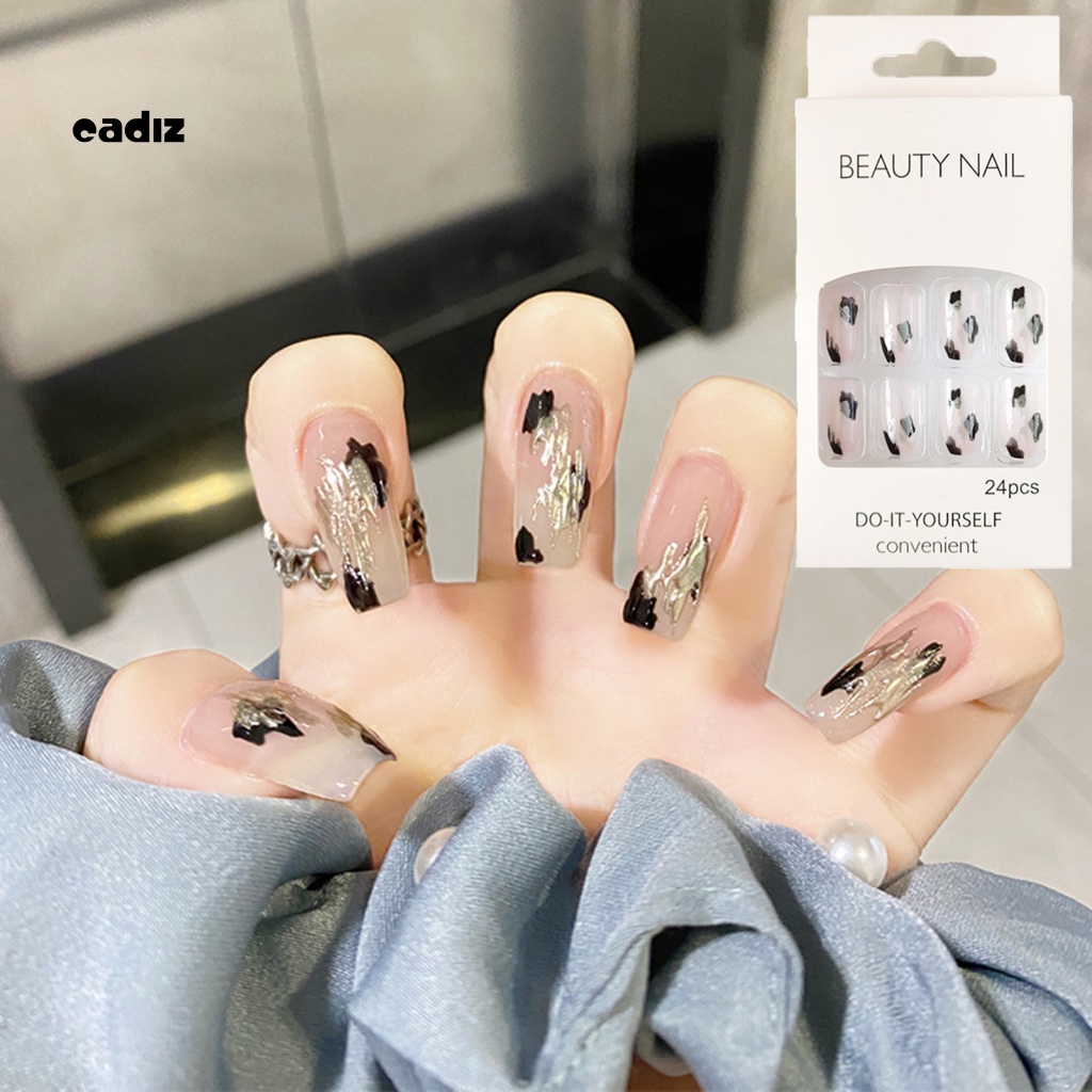 Set 24 Móng Tay Giả Có Thể Tháo Rời Kèm Keo Dán Tiện Dụng