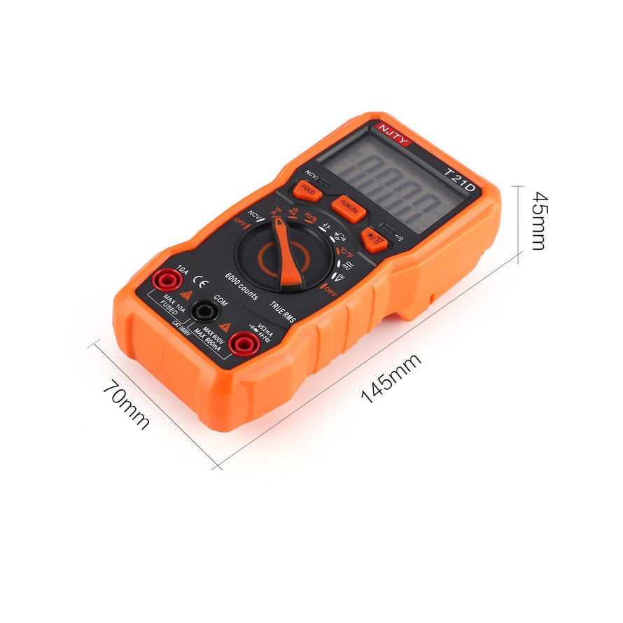 Digital Multimeter NJTY T21D DC/AC Volt Amp Ohm Diode NCV Mini Multitester