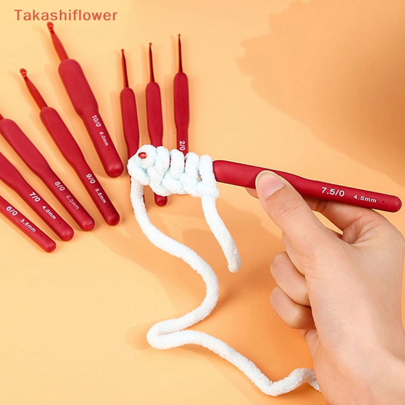 1 Móc Đan Len Thủ Công Bằng Nhôm Tay Cầm Silicone Màu Đỏ 2 / 2.5 / 3 / 3.5 / 4 / 4.5 / 5 / 5.5 / 6mm