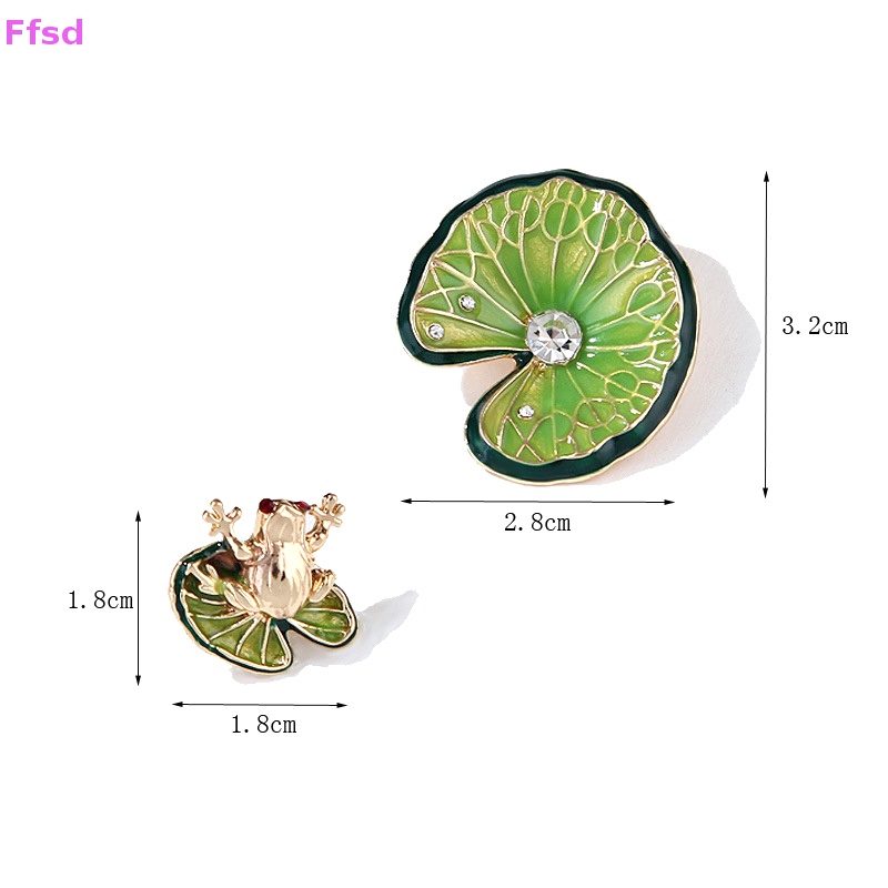 {Ffsd} Bộ 2 Ghim Cài Áo Hình Lá Sen / Ếch Đính Đá Thời Trang Dự Tiệc Cho Nữ