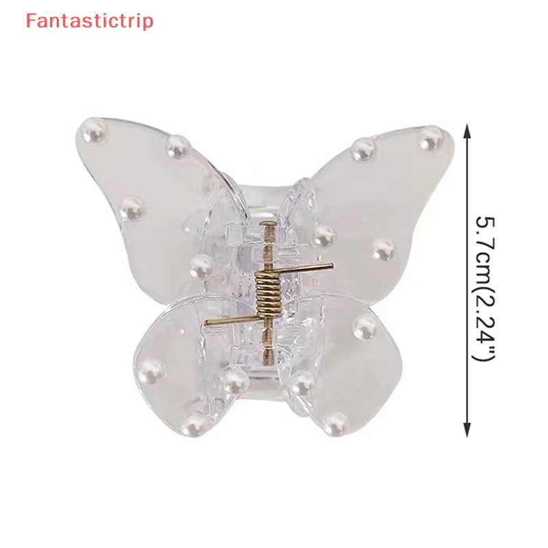 Kẹp Càng Cua Bằng Acrylic Trong Suốt Đính Ngọc Trai Hình Bướm Thời Trang Cho Nữ