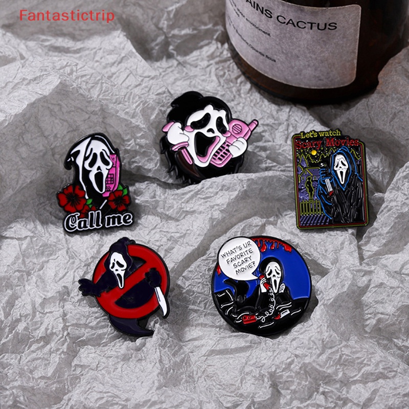 [Fantastictrip] Ghim Cài Áo Bằng Hợp Kim Tráng Men Hình Đầu Lâu Vô Diện Vui Nhộn Phong Cách Punk Mới