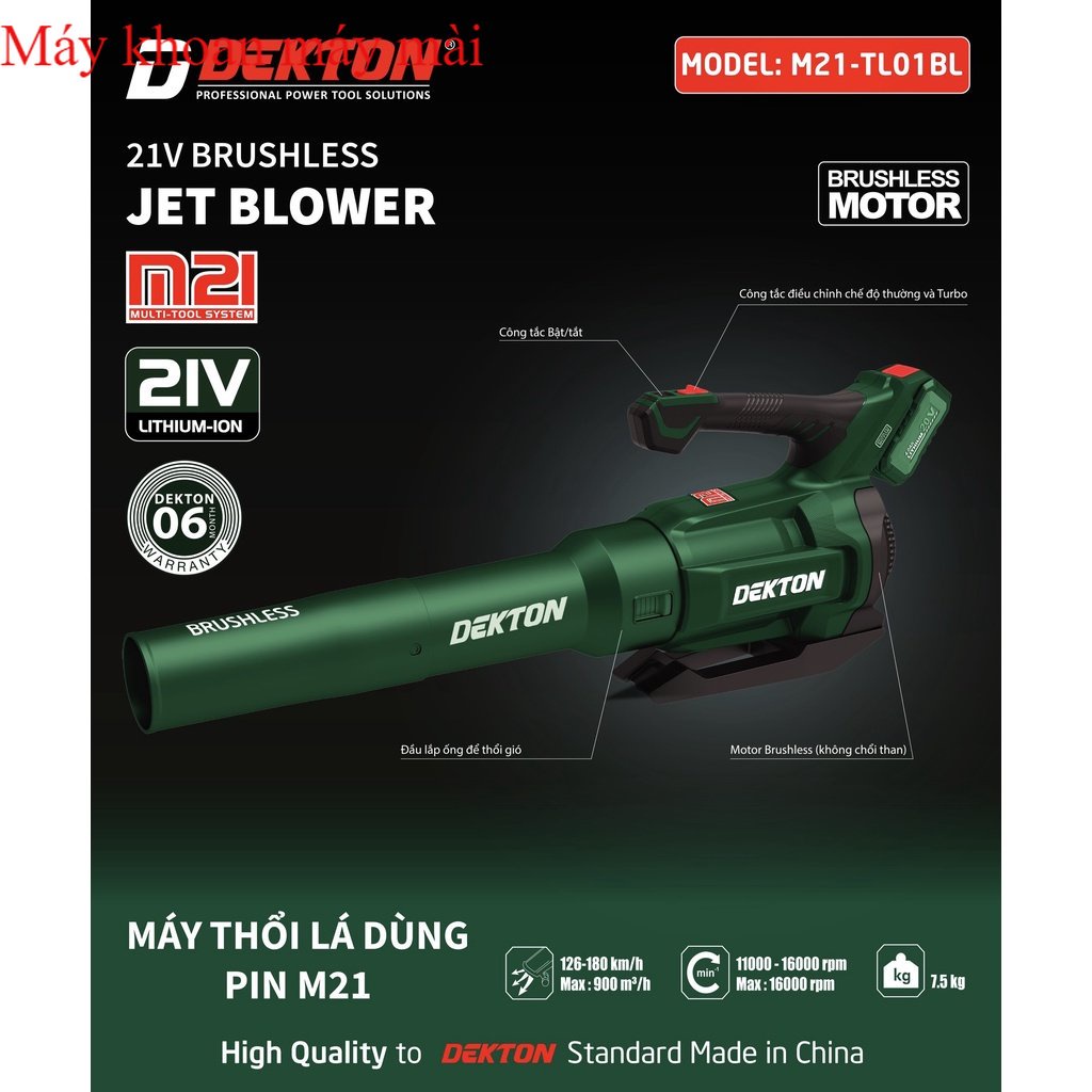 Máy Thổi Lá Dùng Pin Dekton M21-TL01BL / Motor Brushless / Chân Pi Makitan m21 VUA MÁY MÓC