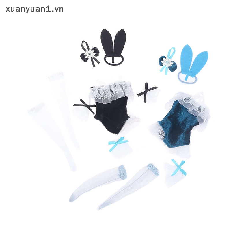 1 Set Đầm + Vòng Đeo Tay + Vớ / Băng Đô Nơ Dành Cho Búp Bê 11.8inch