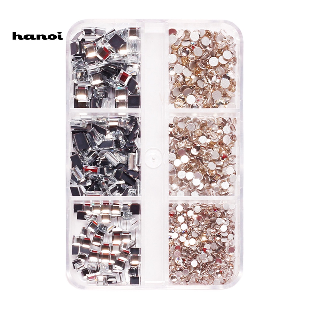 1 Hộp 6 Ngăn Đáy Phẳng 3D Tự Trang Trí Móng Tay Nghệ Thuật Dành Cho Nữ