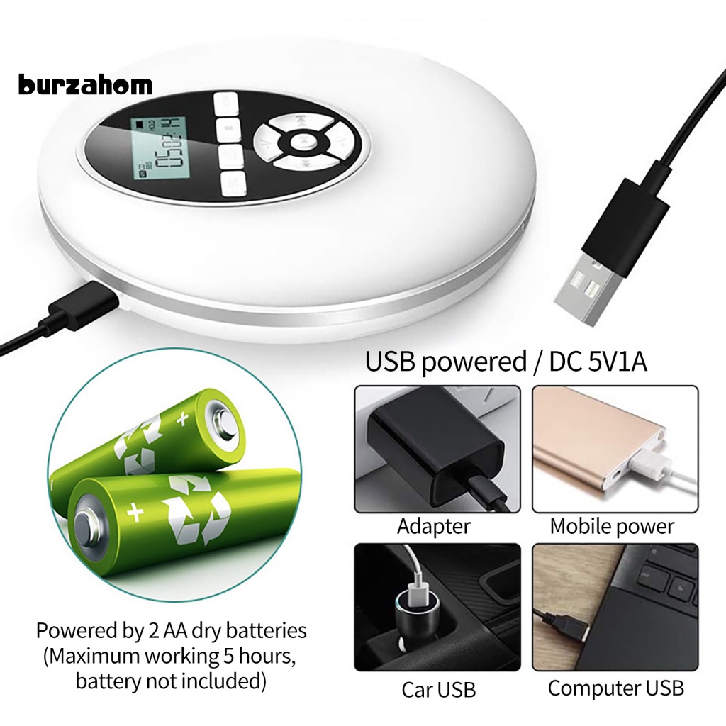 Máy Nghe Nhạc Đĩa Tròn Âm Thanh HiFi Hỗ Trợ Thẻ TF / USB / Màn Hình LCD Giắc Cắm 3.5mm Nhỏ Gọn Tiện Dụng Cho Gia Đình