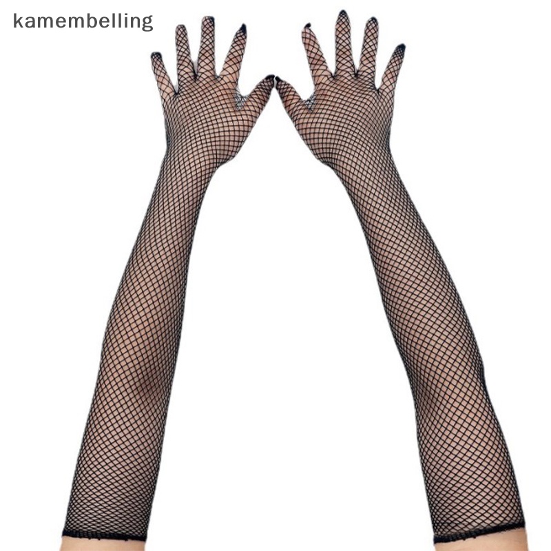 Găng Tay Lưới Hở Ngón Hóa Trang Màu Trắng Đen Đỏ Cho Nữ