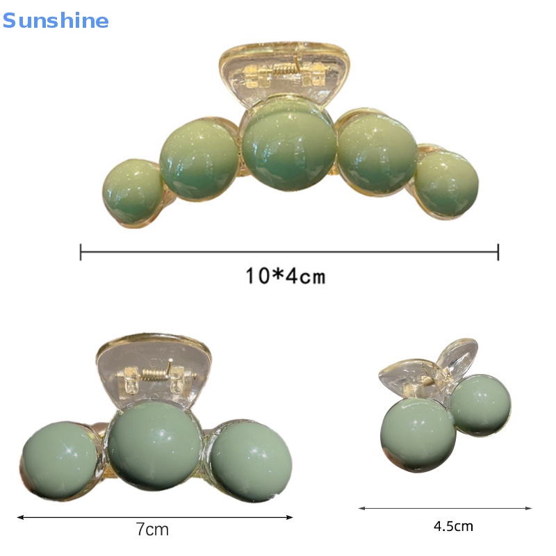 Kẹp Tóc Càng Cua Đính Ngọc Trai Giả Màu Xanh Lá Cây Thời Trang Cho Nữ