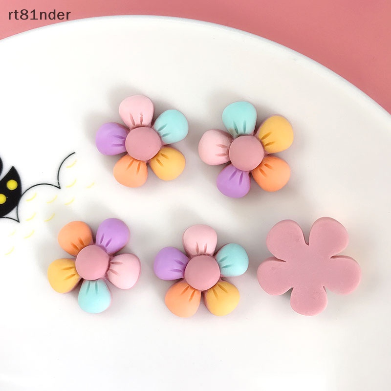 Rt Set 10 Kẹp Tóc Hình Hoa Năm Cánh Nhiều Màu Sắc Bằng Nhựa Resin