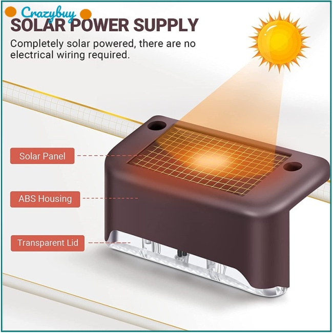 Cr Đèn LED Năng Lượng Mặt Trời Ánh Sáng Trắng / Ấm Chống Thấm Nước Trang Trí Cầu Thang Ngoài Trời