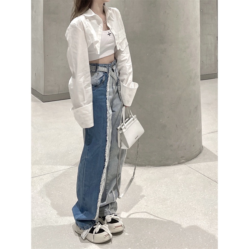 Set Áo Sơ Mi Trắng Tay Dài + Áo Khoác Ngoài Hai Lớp Thời Trang Mới Cho Nữ