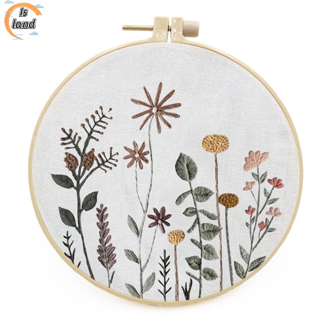 Set 3 Tấm Vải Lanh Cotton Thêu Hoa 20cm Kèm Túi Đựng Diy