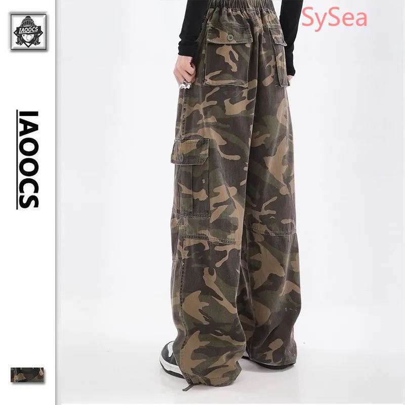 Quần Dài Lưng Cao Dáng Rộng Họa Tiết Rằn Ri Phong Cách Retro Cá Tính