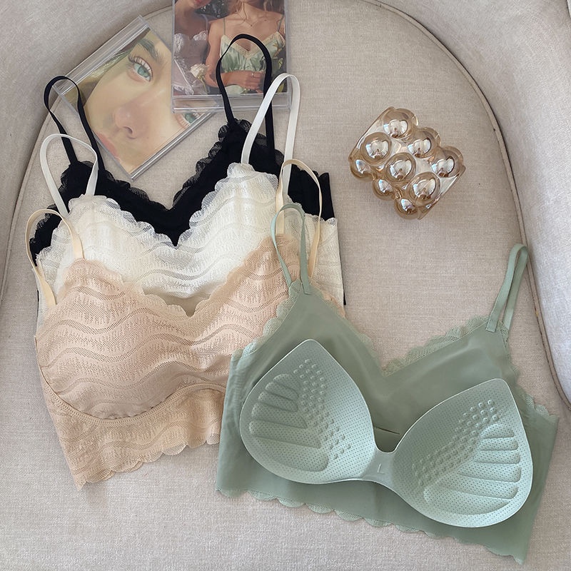 Áo Lót Lụa Phối Ren Hở Lưng Gợi Cảm Cho Nữ