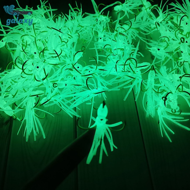 Galaxy Set 5 Mồi Giả Nhử Cá Hình Mực Phát Quang Gắn Kèm Móc Câu