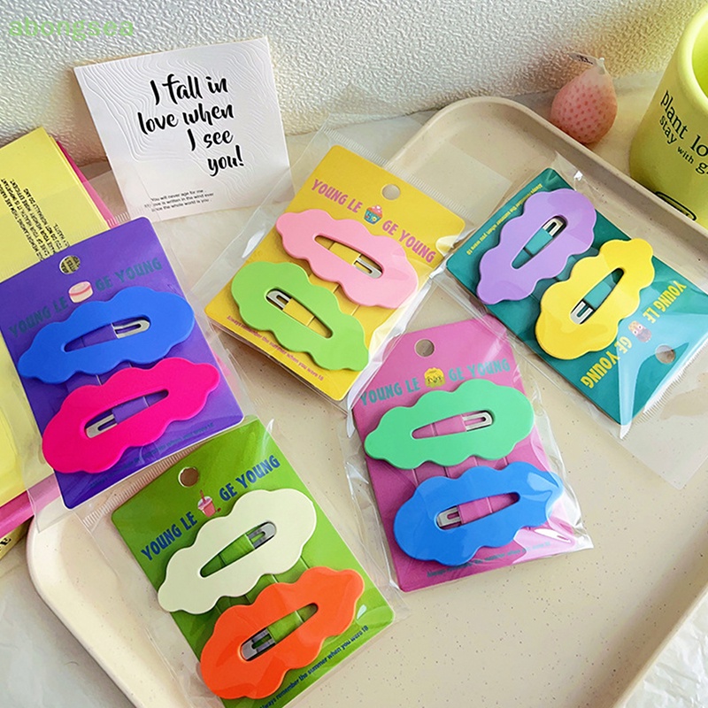 Set 2 Kẹp Tóc Hình Đám Mây Nhiều Màu Sắc Dễ Thương Cho Bé Gái