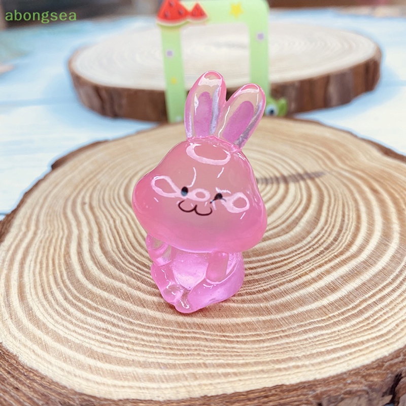 Set 2 Mô Hình Thỏ Mini Bằng Nhựa Phát Quang Trang Trí Sân Vườn