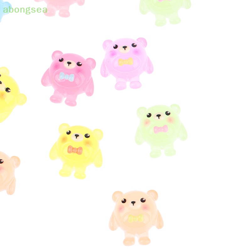 Abongsea Set 10 Mô Hình Gấu Dạ Quang Mini Bằng Nhựa Resin Trang Trí Tiểu Cảnh