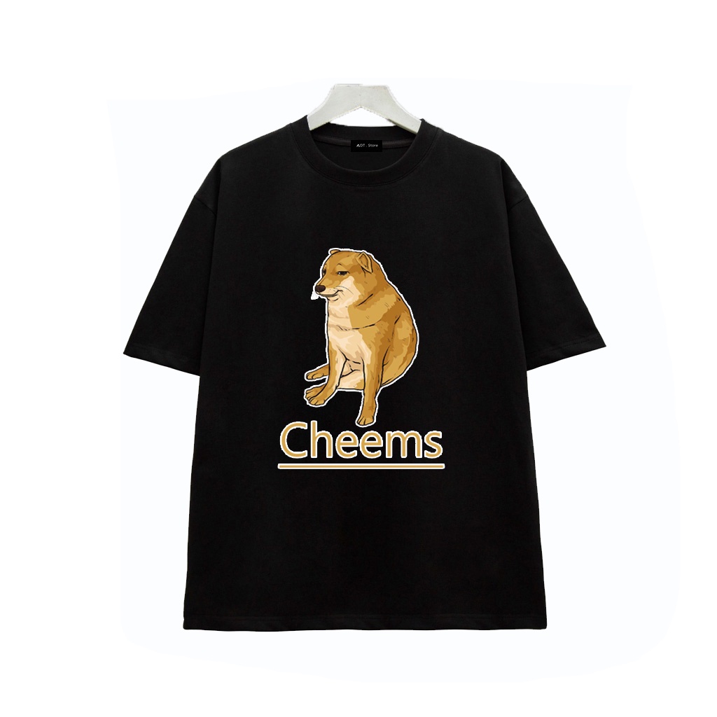 Áo thun Unisex Cheems Meme - Chất thun thoáng mát màu đen