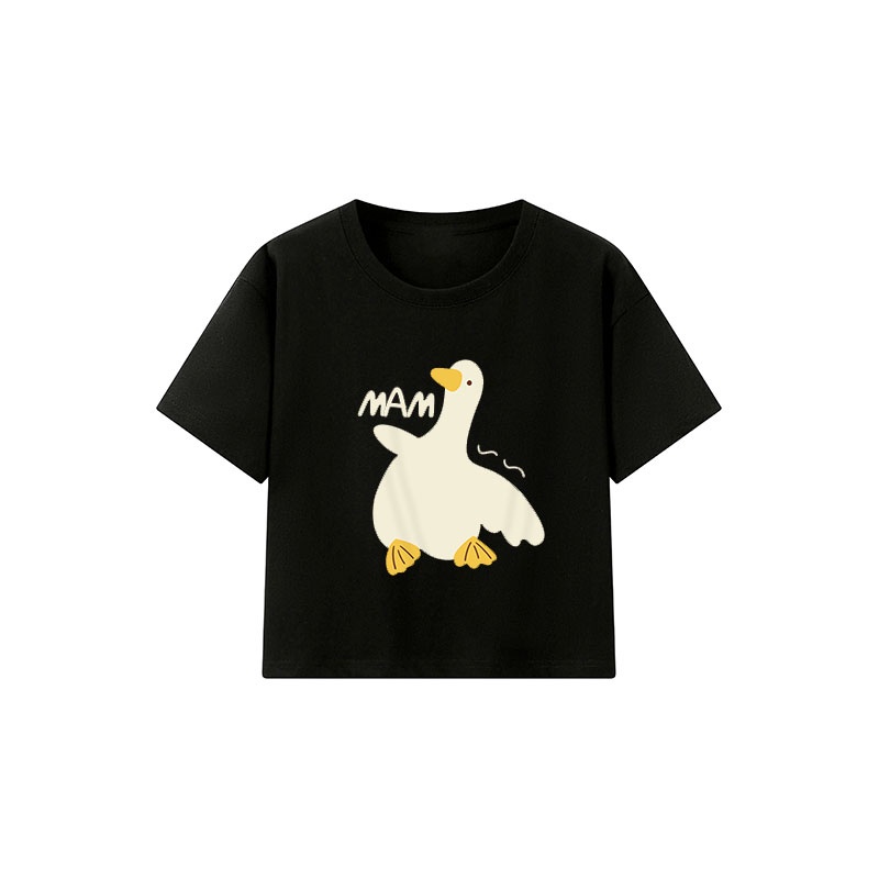 Áo thun NRVP 100% cotton tay ngắn cổ tròn in họa tiết phong cách Hàn Quốc cho nữ