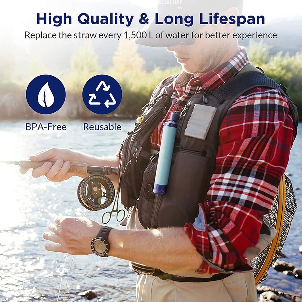Water Filter Outdoor Carabiner Extension Straw Sterilized Practical Camping Mountaineering Hiking [Q/13]
