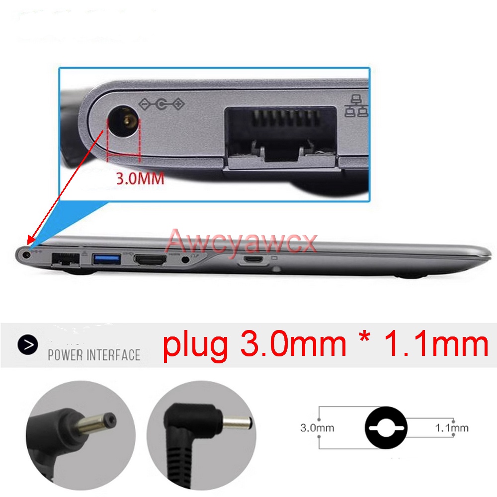Bộ Sạc Nguồn DC 19V 2.1A 2A 3.0mm 1.1mm Cho Laptop Samsung NP530U3B NP535U3C Notebook Ultrabook
